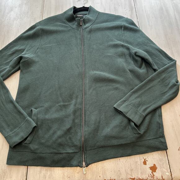 Massimo Dutti Hunter Green Long Sleeve Full Zip Cardigan Sweater Men’s Sz XXL - Picture 1 of 9